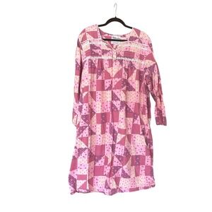 Silverts Adaptive Open Back Hospital Gown 3XL Cotton Flannel No Peek Pink Snap